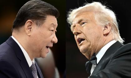 Bildcollage på Kinas och USA:s ledare, Xi Jinping och Donald Trump.