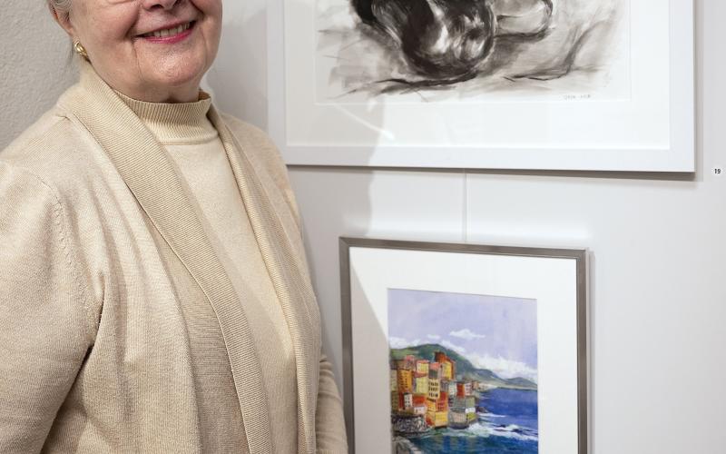 Sirpa-Liisa Grundström har målat stilleben som äggplanta i akvarell.